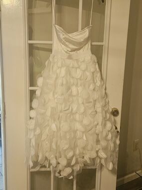 Fashion Nova Ivory Strapless Petal Appliqué Midi Dress